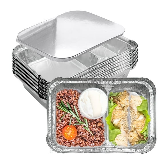 Songlam 12-Pack Aluminum Foil Disposable Pans with Cardboard Lids, 8.5 x 5.9 Inches