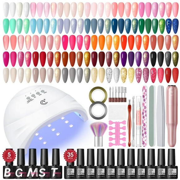 Kit de esmalte de uñas en gel COSCELIA 35 colores con luz UV y taladro