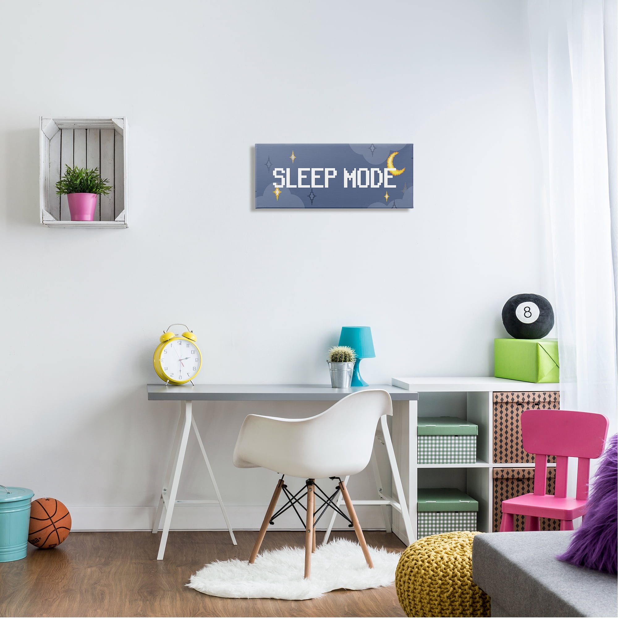 Stupell Industries Sleep Mode Pixel Phrase Nature Painting Gallery Wrapped Canvas Print Wall Art, 24 x 10