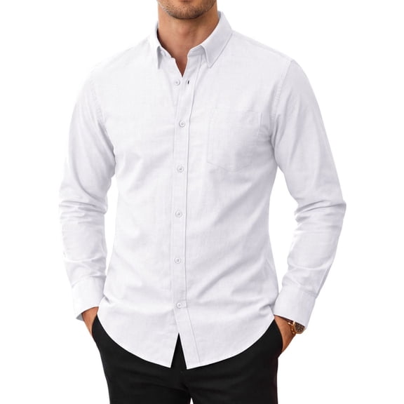 sogami Button Up Shirt Mens Oxford Shirt Casual Long Sleeve White Cotton Dress Shirt For Men