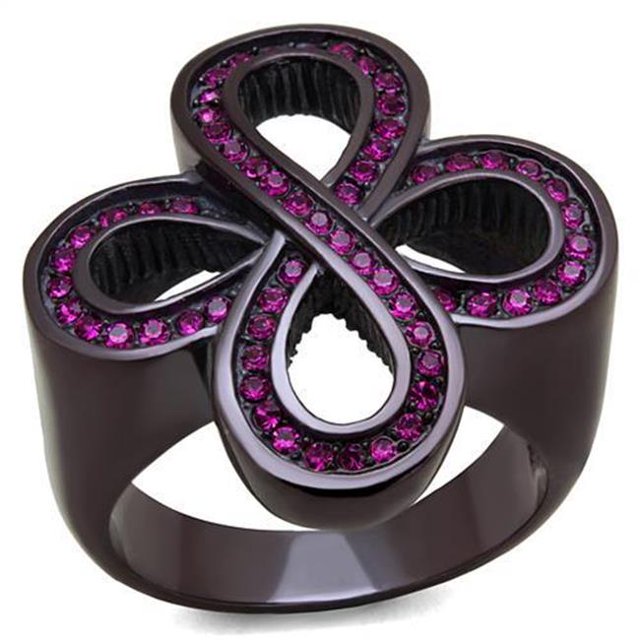 Alamode TK2763-10 Femmes IP Brun Foncé Bague en Acier Inoxydable avec Cristal de Qualité Supérieure en Fuchsia - Taille 10