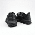 thumbnail image 4 of All Black Chunky Platform Sneakers for Men Women, Non-Slip Leather Casual Shoes, Fashion Low-Top Skate Shoes with Thick Sole, Comfortable Walking Shoes for Daily Wear, Work, Outdoor Activities, 4 of 6