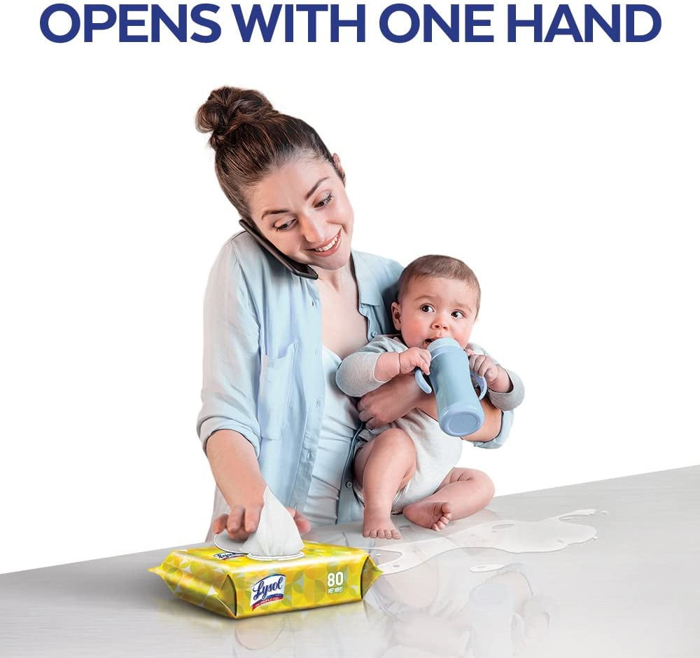 Lysol Disinfecting Wipes Lemon and Lime Blossom Flatpack, 80 Count, 4 Pack