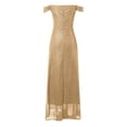 thumbnail image 5 of YMNXA Womens Prom Dress Short Sleeve Sequin Solid Color High Split Floor Length Elegant Low Cut Dresses For Wedding Rose Gold S, 5 of 5