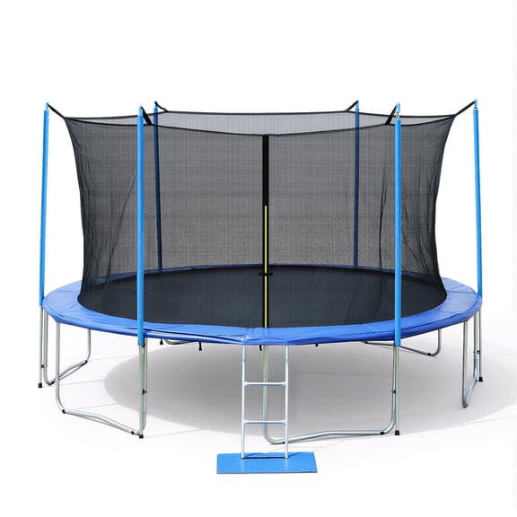 Aoodor 10FT Outdoor Trampoline, Recreational Trampoline with Enclosure Inner-Safety Net and Ladder for Kids