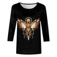 thumbnail image 4 of Women's T-Shirts Casual Round Neck Retro Ethnic Style Printed T Shirt for Everyday Wear and Versatile Outfits, 4 of 5