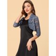 thumbnail image 3 of INSPIRE CHIC Women's Elegant Ruffle Collar Front 3/4 Sleeve Lace Shrug Top, 3 of 5