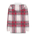 thumbnail image 5 of qucoqpe Women's Color Blocked Plaid Fleece Jacket Fashion Casual Long Sleeve Warm Plushy Fuzzy Coat for Fall Winter, 5 of 6