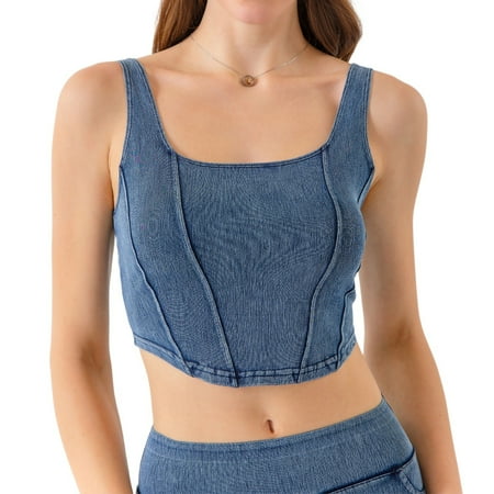 High Stretch Yoga Running Bra Plus Size  Compression Tanks for Women Brunch Outfits Corset Tops Tube Y2K Top Tropical Shirts Hawaiian Shirt Women s Imitation Denim Sports Blue L