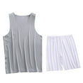 thumbnail image 3 of Sentmoon Mens 2 Piece Outfits Mens Tank Top Undershirt and Shorts Men Sleeveless V Neck Summer Compression Undershirts for Men Solid Color Quick Dry Loose Plus Size Men Shirt Vacation White L, 3 of 4