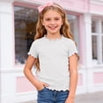 thumbnail image 2 of Girls Shirts Short Sleeve Lace Top Soft Toddler Girl Summer Clothes for Casual Daily White 5-6 Years, 2 of 6