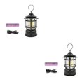 thumbnail image 2 of Bewildely Linterna de mochilero de camping vintage lámpara colgante de tienda de campaña regulable portátil accesorio de iluminación de luz Negro 2Conjunto, 2 of 6