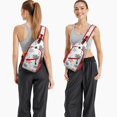 thumbnail image 6 of Sling Backpack,White Christmas Snowflake Pattern Sling Bag with Water Bottle Holder,Waterproof Sling Bag for Men/Women with Headphone Jack for Hiking,Travel, 6 of 6