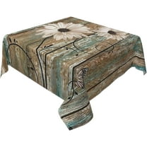 Sunflowers Tablecloth 60x60 Inch Square, Vintage Rustic Daisy on Wooden Board Table Cloth Farmhouse Spring Summer Decorations Floral Table Cover for Party Picnic Kitchen Dinner Decor Outdoor