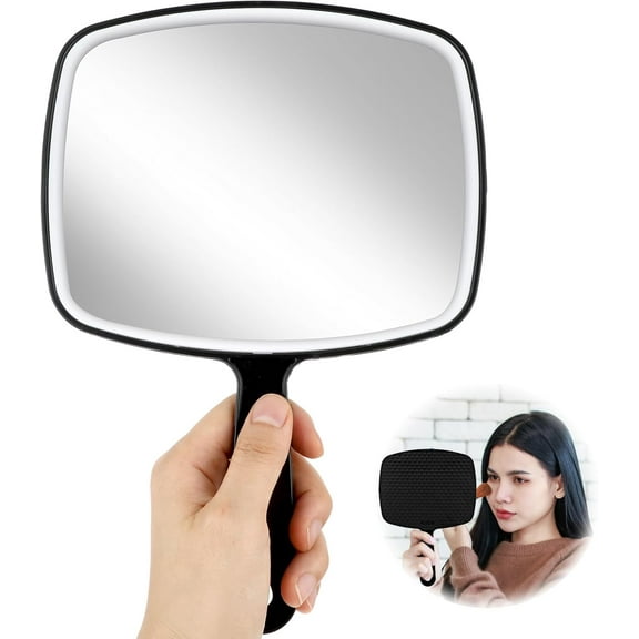 Large Handheld Mirror, Premium Hand Mirror with Handle 18.5x15cm/7.1x5.9inch Handheld Mirror Square Handheld Makeup Mirror with Handle for Barber Hairdressing