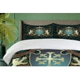 thumbnail image 4 of Ambesonne Medieval Duvet Cover Set, Heraldic Design from Middle Ages Coat of Arms Crown Lions and Swirls, Decorative 3 Piece Bedding Set with 2 Pillow Shams, Queen Size, Teal Black Cinnamon Queen Teal Black Cinnamon, 4 of 7