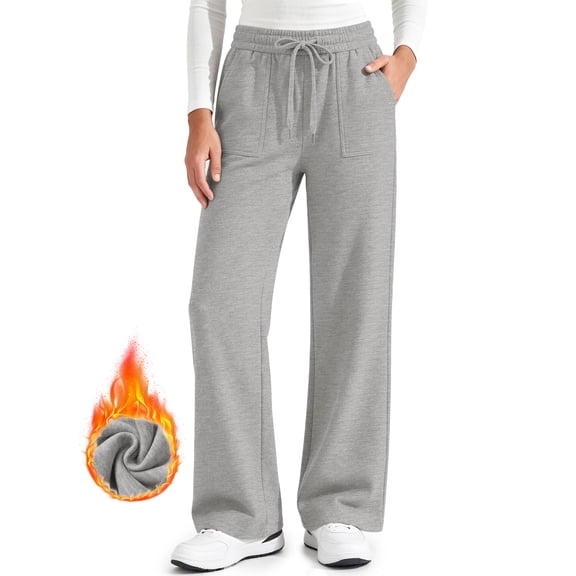 MOSHU Wide Leg Sweatpants for Women High Waisted Baggy Fleece Cotton Pants Fall Casual Sweatpants with Pockets