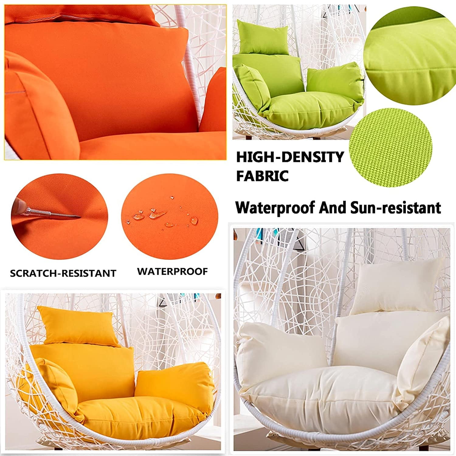 Egg Chair Cushion Cushion for Egg Chair Swing Outdoor Hanging Chair Cushion Fluffy Waterproof Hanging Egg Chair Cushion Replacement Cover Hammock Chair Cushion with Headrest and Armrest Walmart