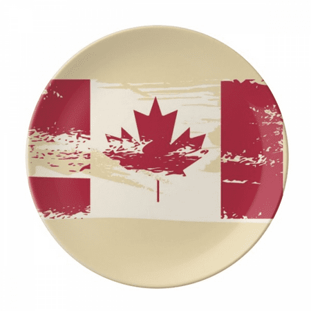 

Canada Flavor Flag and Maple Plate Decorative Porcelain Salver Tableware Dinner Dish