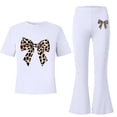 thumbnail image 5 of Amidoa Girls Summer 2 Piece Outfits Kids Print Short Sleeve and Pants Casual Clothing Sets White Size 7, 5 of 7
