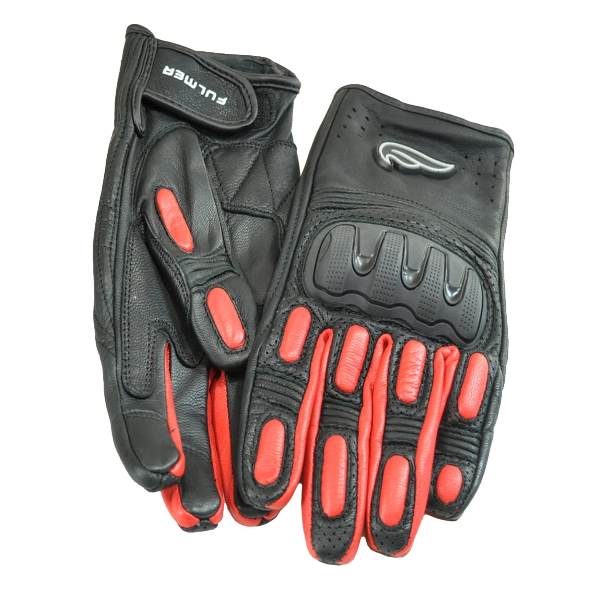Fulmer, GT32REDXL, Street Sport Hard Knuckle Motorcycle Riding Gloves TSC - Red - XL