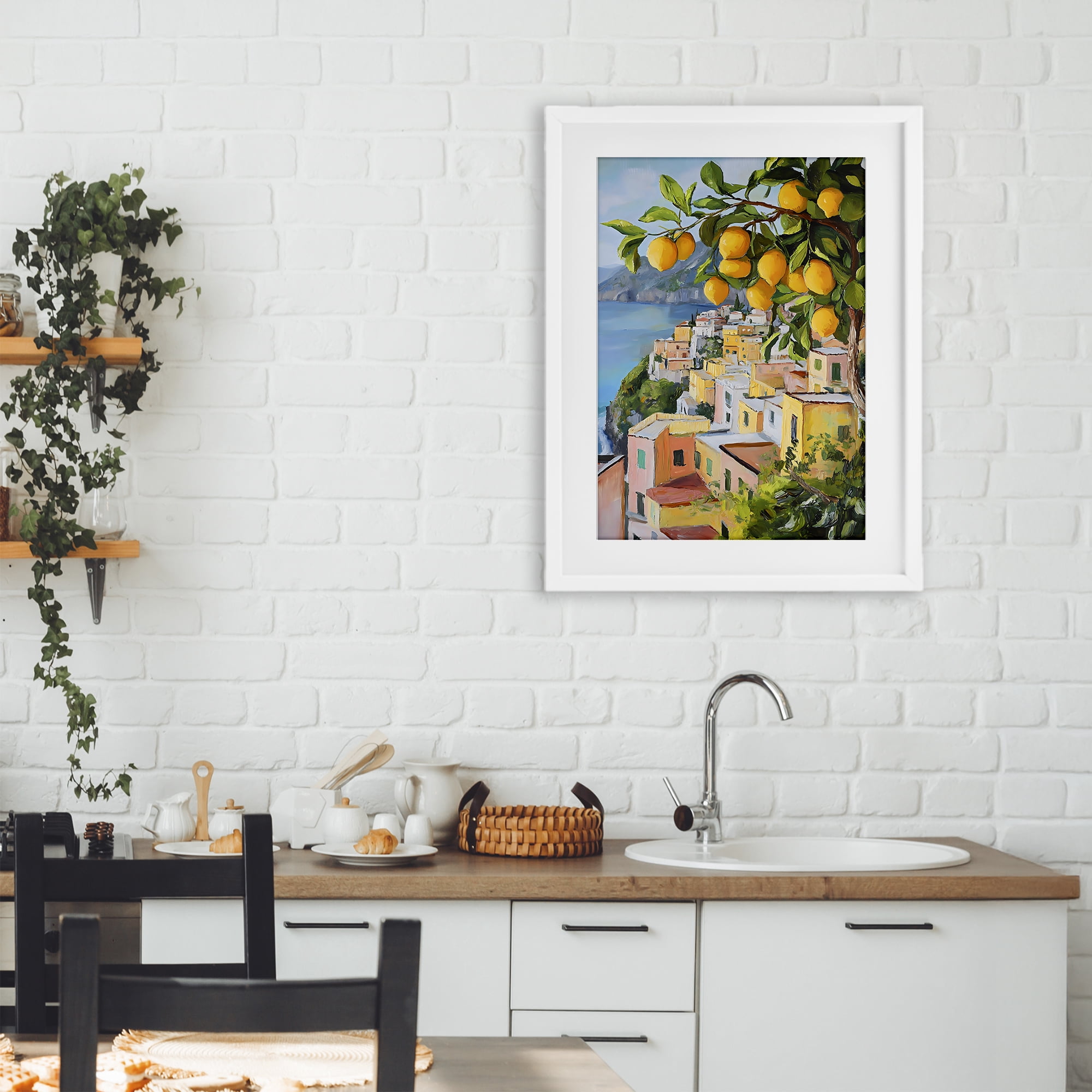 Stupell Industries Mediterranean Lemon Tree Scenery White Framed Print Under Glass, design by Creative Studio