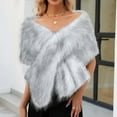 thumbnail image 2 of ZQUUVOU Women’s Faux Fur Wraps Elegant Capelet Bridal Wedding Shawls Shrug Scarf Party Cover Up for Bride and Bridesmaids Gray, 2 of 5