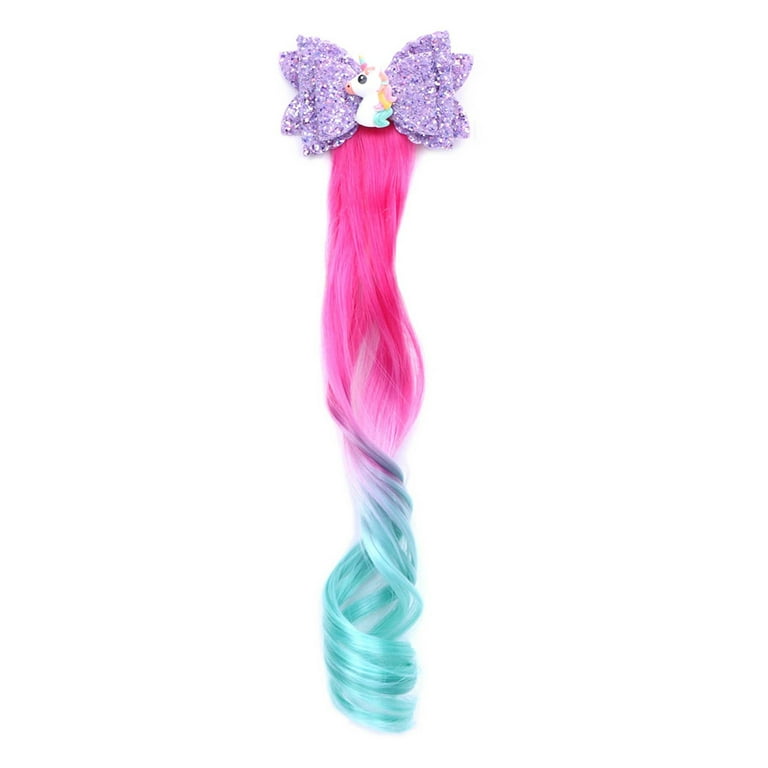 Rainbow Unicorn Hairband Set With 8 Styles, Long Wig Clips
