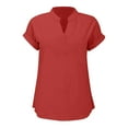 thumbnail image 4 of Womens Tank Tops Loose Fit Cap Sleeve Blouses with V neck Summer Solid Color Beach Outfits, 4 of 5