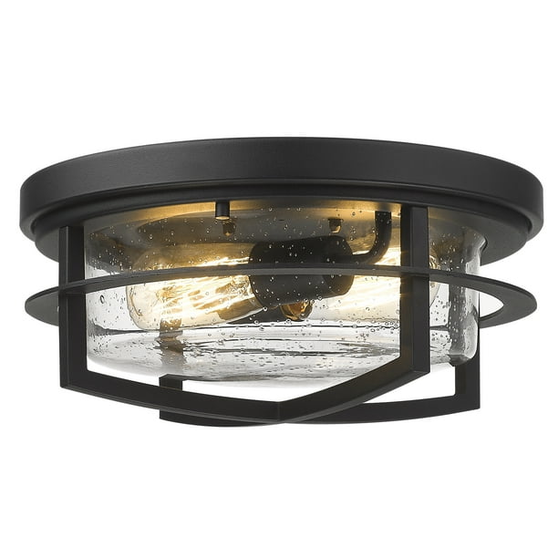 12" 2Light Black Ceiling Light Fixture Industrial Flush Mount Ceiling