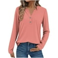 thumbnail image 3 of TAGOLD Womens Sweater Tops,Casual Plus Size Fall Tops Blouse for Womens,Fashion Women's Casual Solided V-Neck Long Sleeve T-shirt Blouse Zipper Tops Orange L, 3 of 5