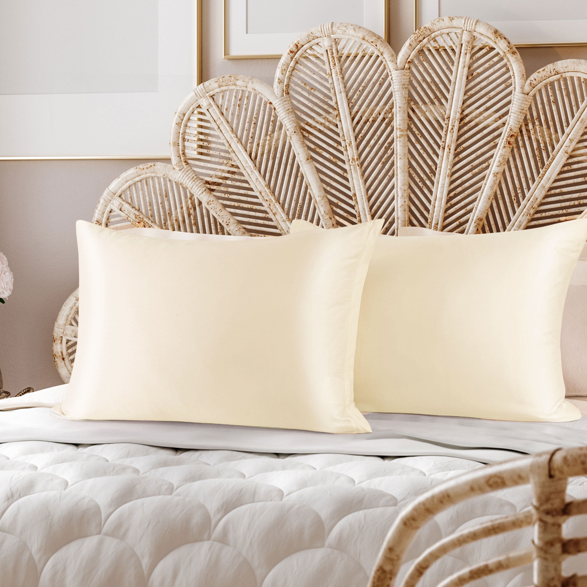 PiccoCasa Plain European Modern Pillowcase, Body, Beige