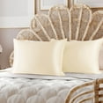 thumbnail image 2 of PiccoCasa Soft Silky Satin Pillowcases Zipper 2 Pack, King Cream, 2 of 8