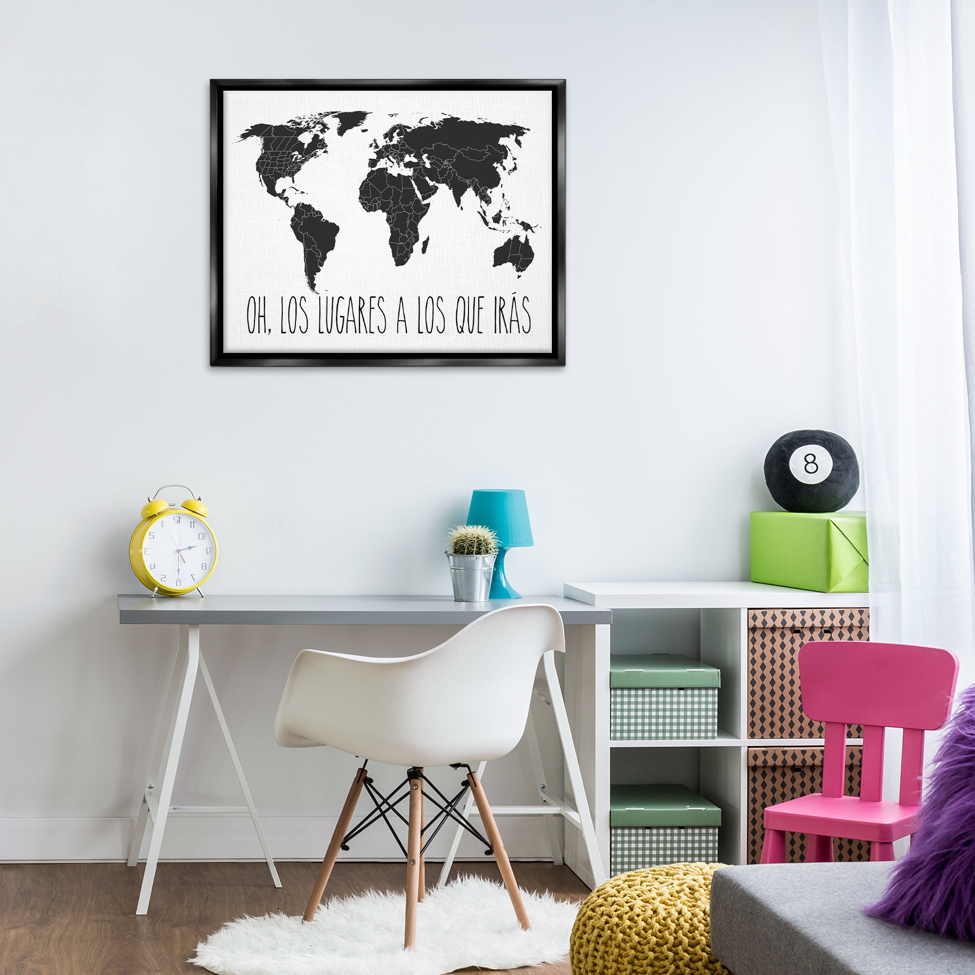 Stupell Industries Los Lugares a Los Que Iras Inspirational Quotes & Sayings Painting Black Floater Framed Art Print Wall Art, 31 x 25
