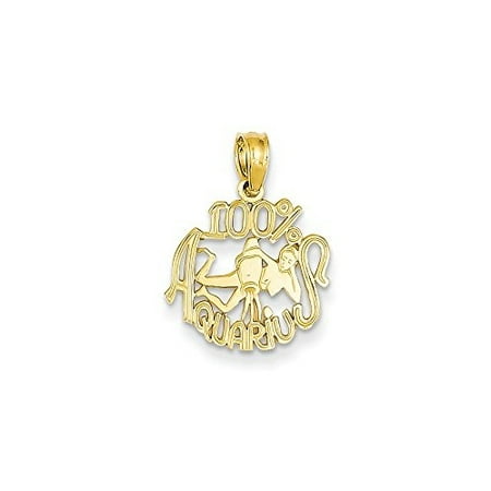 Gold Aquarius Zodiac Charm - 14K Yellow Gold 100% Aquarius Zodiac Charm Pendant