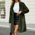 thumbnail image 6 of Jsaierl Faux Fur Checkerboard Coats for Women Shaggy Warm Outerwear Mid-Long Winter Furry Overcoat Open Front Cardigan Jackets, 6 of 8