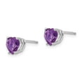 thumbnail image 2 of Solid 14k White Gold 6mm Heart Amethyst Purple February Gemstone Studs Earrings - 7mm x 6mm, 2 of 4