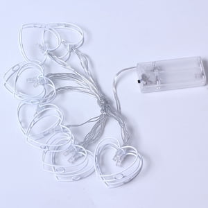 Heart-Shaped LED String Lights 10 Warm White Battery-Operated Iron Decor, Party Wedding Lighting, 1.65m