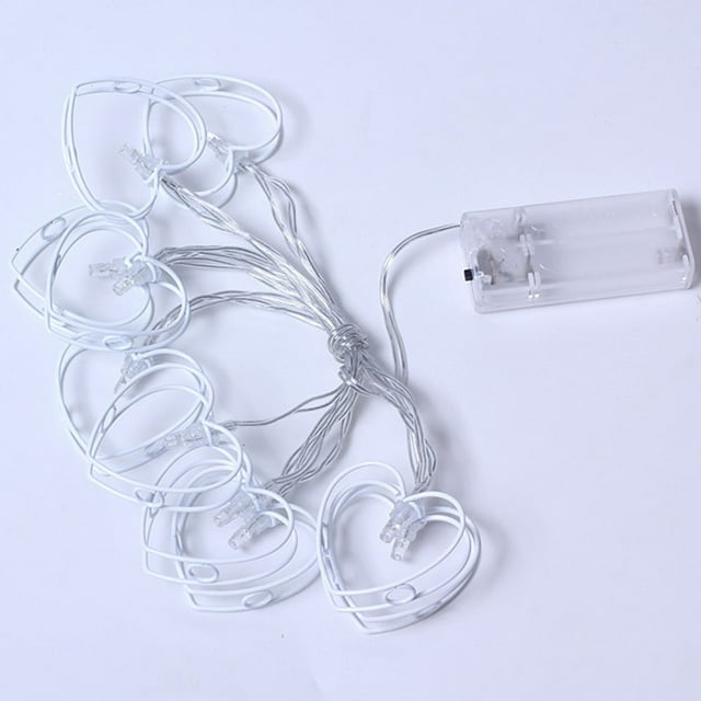 Xihbxyly Guirnalda de Luces Led con Forma de Corazón de Hierro, Diseño de 10 Luces En Blanco Cálido, Luces Decorativas para Fiestas, Decoración para Bodas y Festividades, 1,65 M de Largo, Funciona co