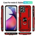 thumbnail image 2 of Hotpom Moto G Stylus 2023 5G Case, Military-Grade Shockproof Cover with 360° Rotating Kickstand - Red, 2 of 7