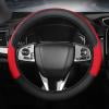 Leather Steering Wheel Cover - Universal Fit Sports Style Wheel Cover, Anti Slip Grip for Driving, Easy Install Steering Wheel Protector, Improves Comfort