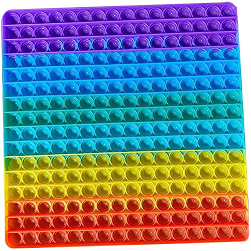 Large  Rainbow Poppet Fidget Toy 256 Bubbles Autism Anxiety Stress Reliever Toy 