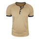 thumbnail image 2 of Tops para hombre, blusas y camisas de manga corta con cuello redondo para hombre, blusa informal de moda con botones y parches lisos, blusa de manga corta para hombre, blusa de poliéster para hombre, 2 of 7