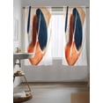 thumbnail image 3 of Navy Blue Burnt Orange Curtains 72 Inch Length,Sheer Curtains for Bedroom Living Room Window Abstract Contemporary Geometric Rod Pocket Drapes Kitchen Curtains Small Half Window 52"x72" 2 Panels, 3 of 6