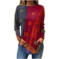 thumbnail image 2 of DPTALR Womens Round Neck Printed Blouses Long Sleeve T-Shirts Tops, 2 of 5