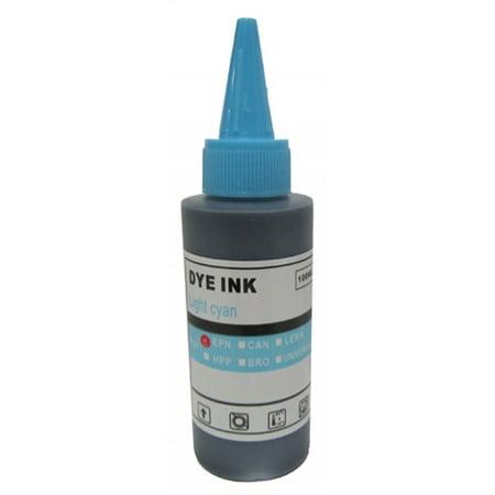 Dye Ink Refill Bottle - CheckOutStore Light Cyan Bulk Dye Refill Ink 100ml for EPSON