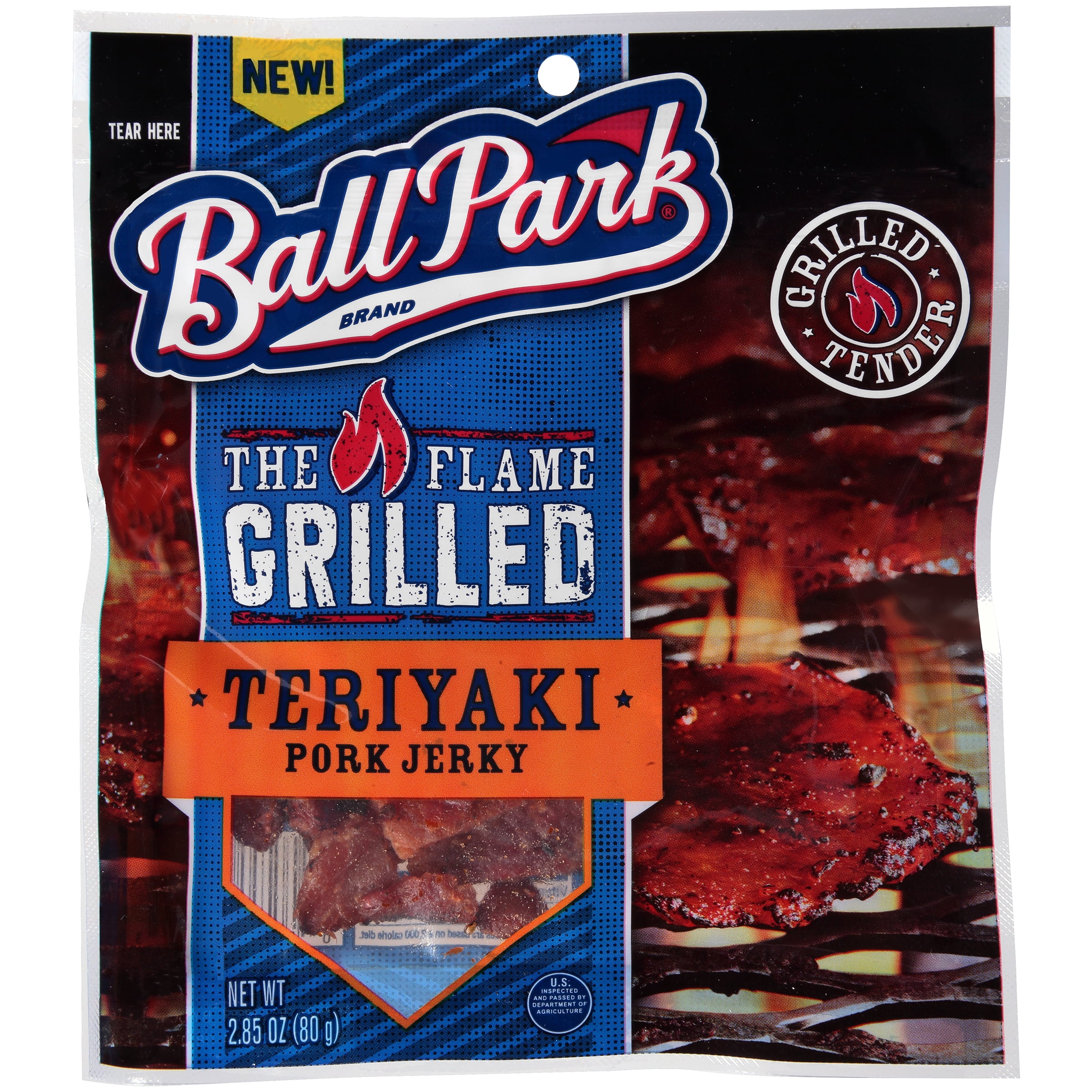 Ball Park Flame Grilled Pork Jerky, Teriyaki, 2.85 Oz by BALL PARK