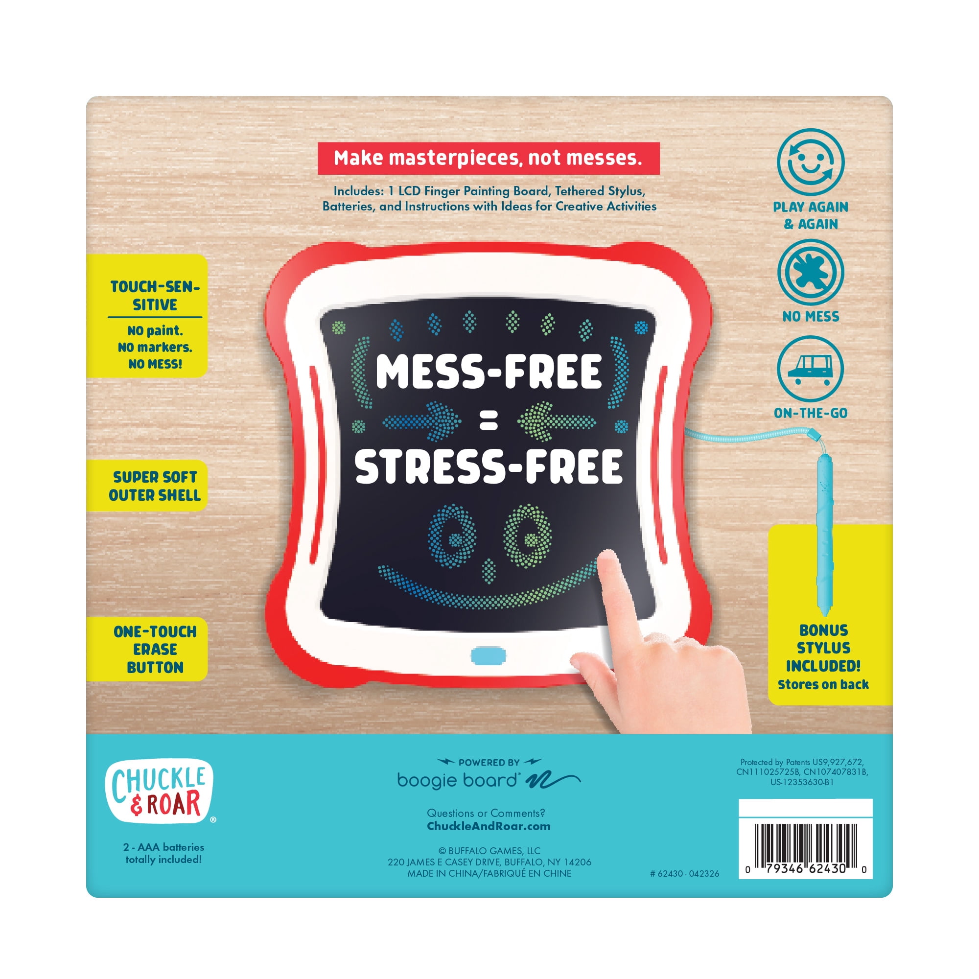 Chuckle & Roar Mess-Free Finger Painting Tablet for Children Ages 3+ with Stylus by Buffalo Games
