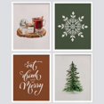 thumbnail image 2 of PixonSign Framed Wall Art Merry Christmas Pine Tree Snowflake Mulled, Set of 4 Cartoon Wall Decor Arts, Holiday Wall Décor, Adhesive Canvas Posters, Modern Home Artwork - 11"x14" White, 2 of 5