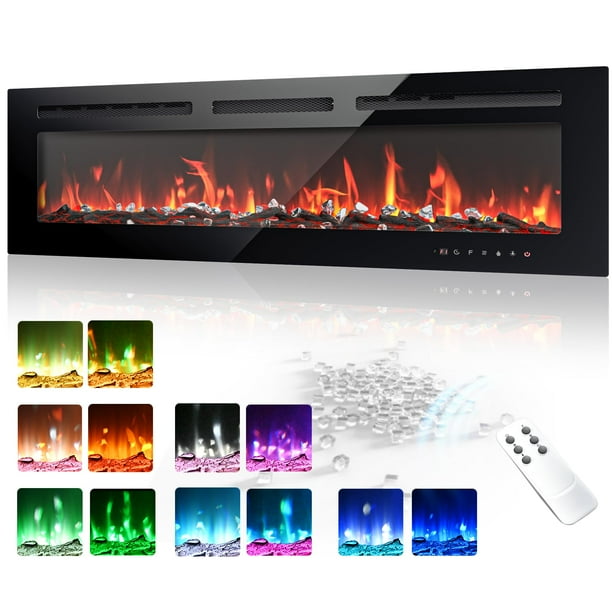 Chimenea eléctrica EUHOMY de 50 pulgadas empotrada/montada en la pared
